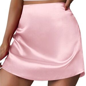 Sleek Pink Satin Mini Skirt
